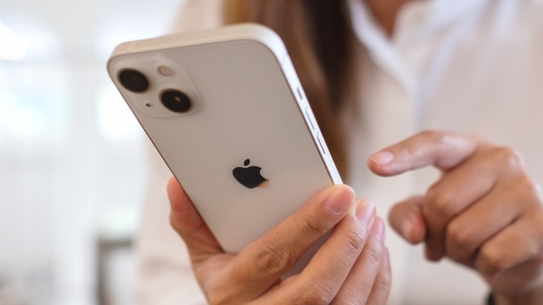 Person holding iPhone 13