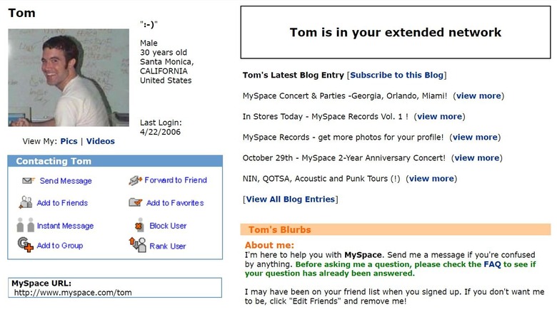 Myspace screenshot