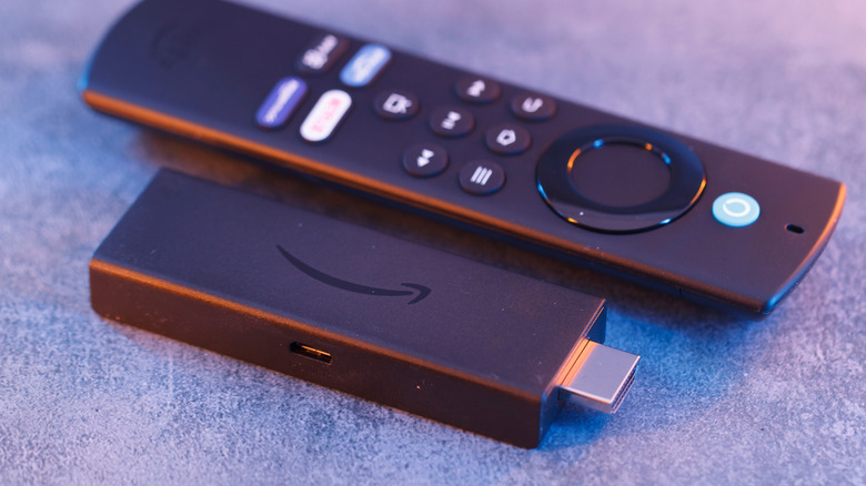 Amazon Fire TV stick with remote.