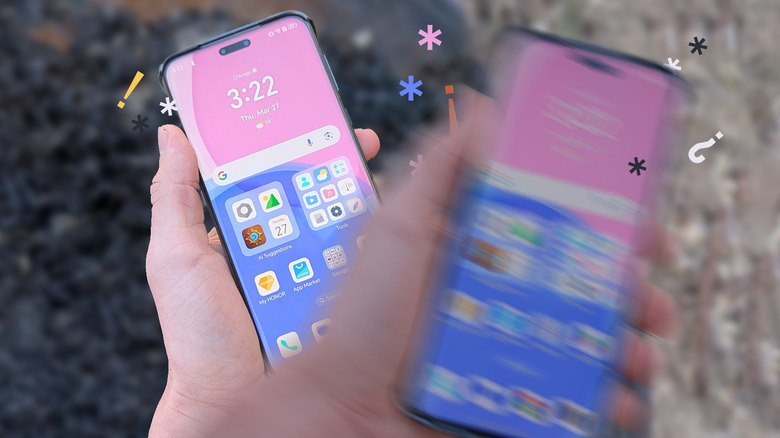 Android phone in hand shaking