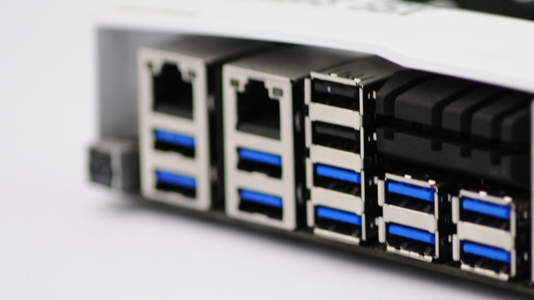 Backpanel of a Intel X99 Motherboard