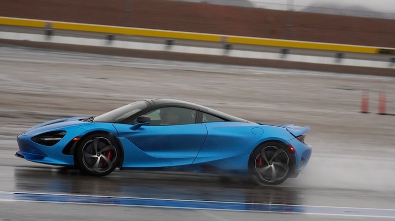 McLaren 750S on wet track