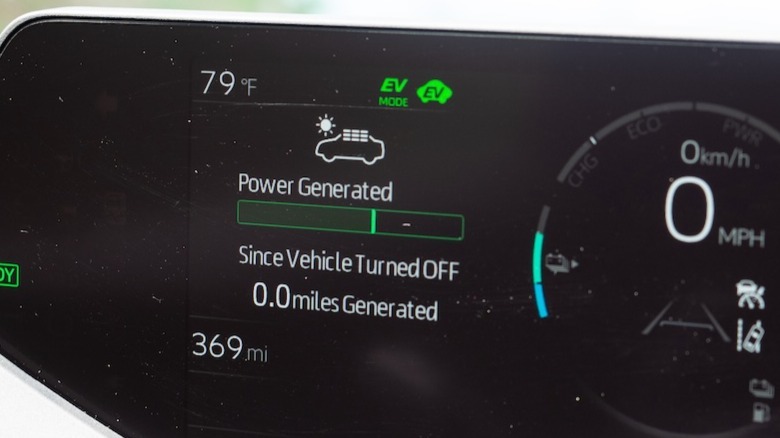 solar roof charging stats on dashboard display