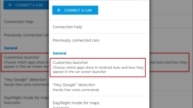 Android Auto settings
