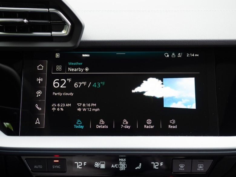 2025 Audi A3 touchscreen interface displaying the weather