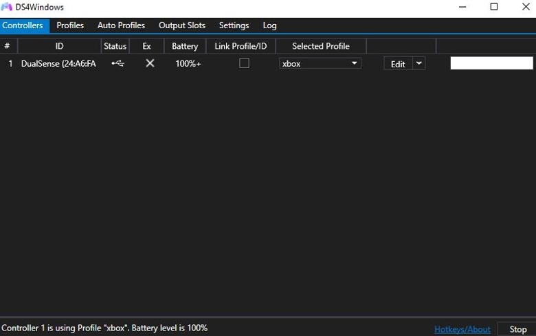 DS4Windows controllers screen