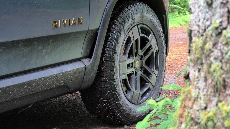 Rivian wheel in nature