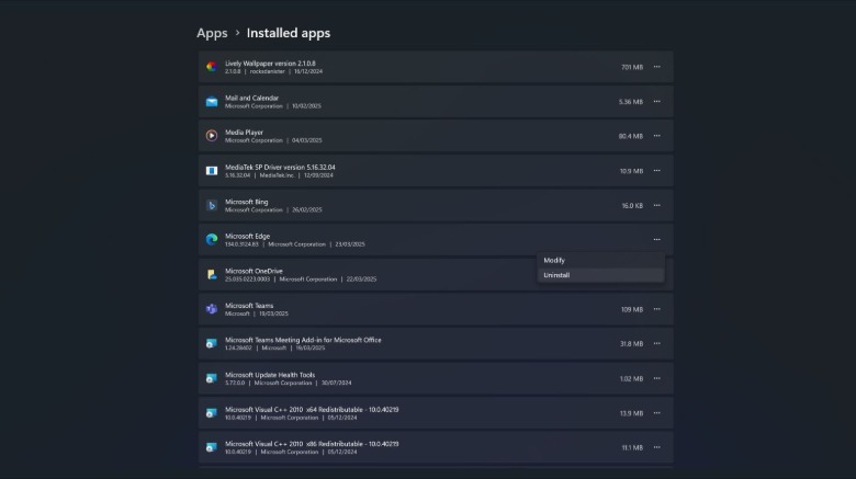 Uninstall Microsoft Edge button not grayed out on Windows