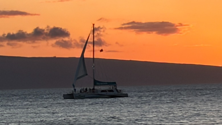 A boat at sunset