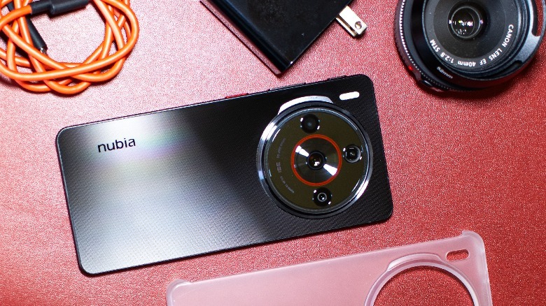Nubia Z60S Pro on red desk