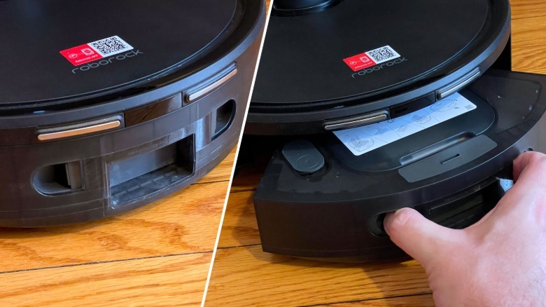 Robot vacuum dust bin removal