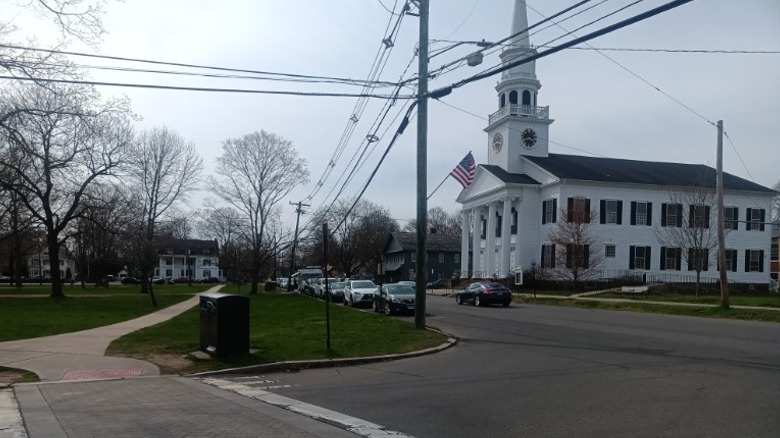 Church on city street
