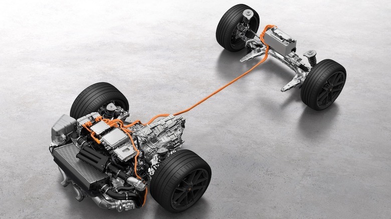 2025 Porsche 911 GTS hybrid system teardown render