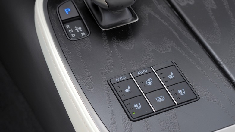 2024 Lexus LS 500 seat climate buttons closeup