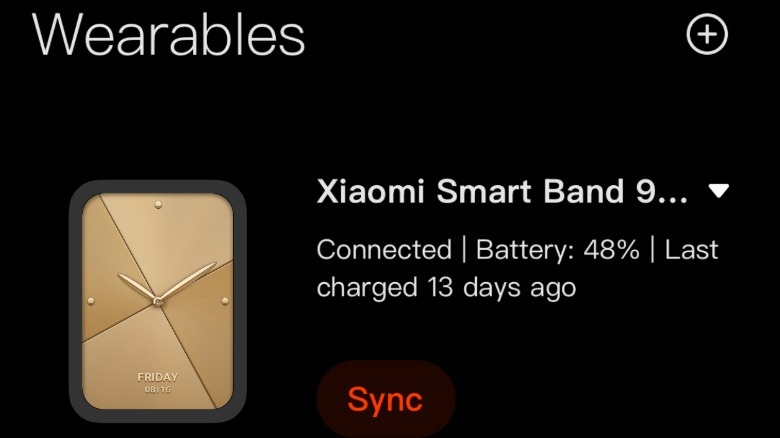 cropped screenshot of Mi Fitness app showing last battery charge of Xiaomi Smart Band 9 Pro