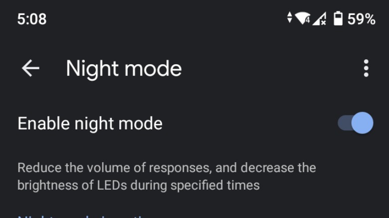 night mode in google home app