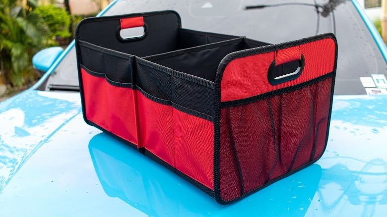 Simple Car Trunk Organizer on car hood