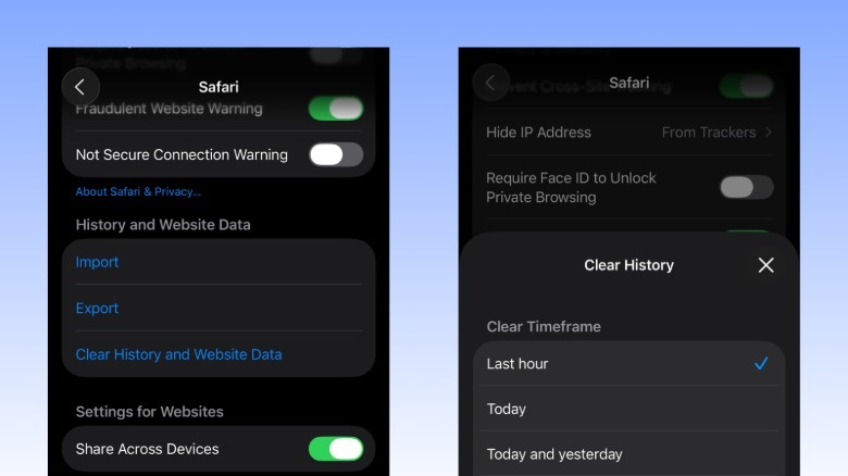 Clear search history on iOS 26 in Settings