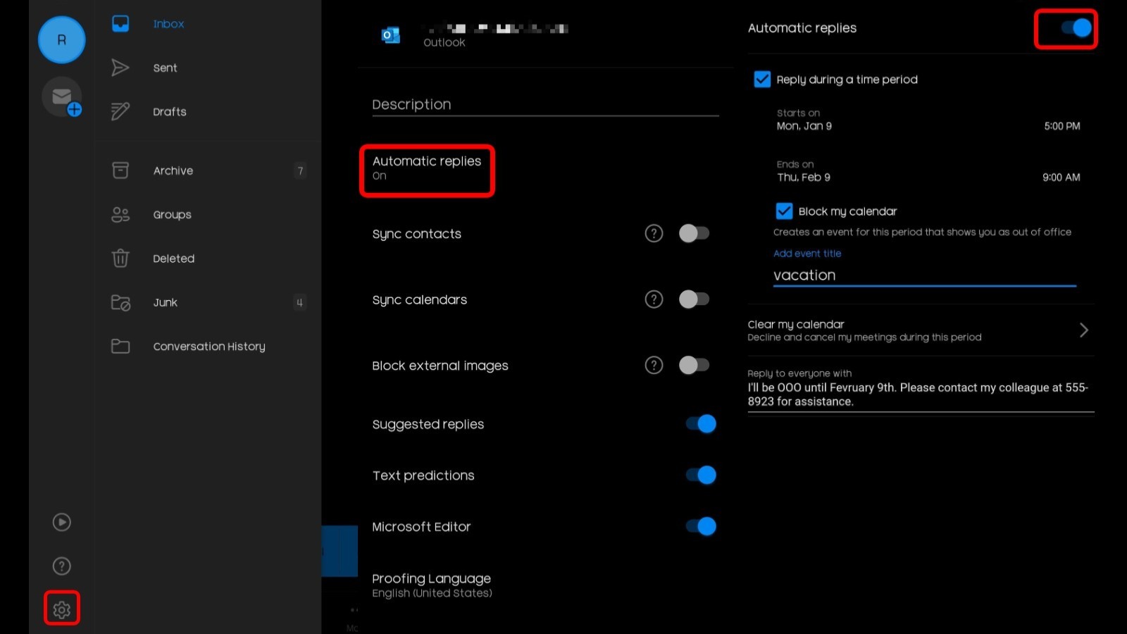 Outlook mobile app screenshots