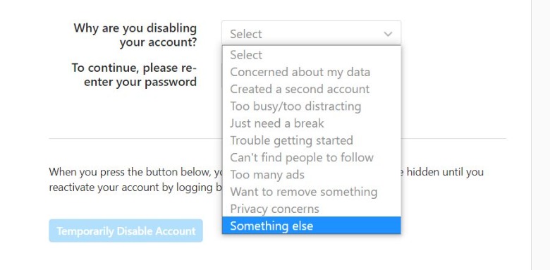 account disable screen