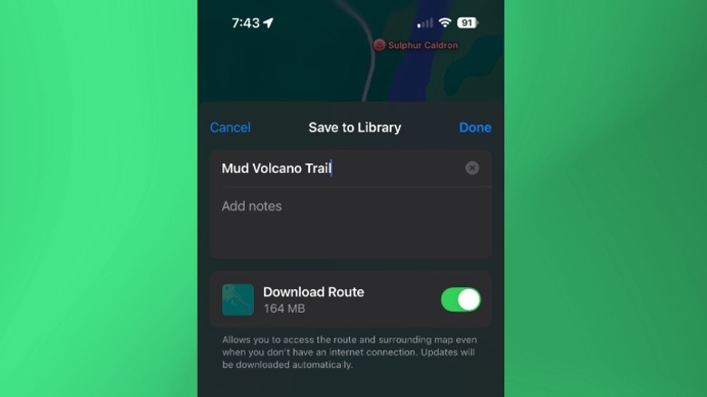 Custom hike route in Maps