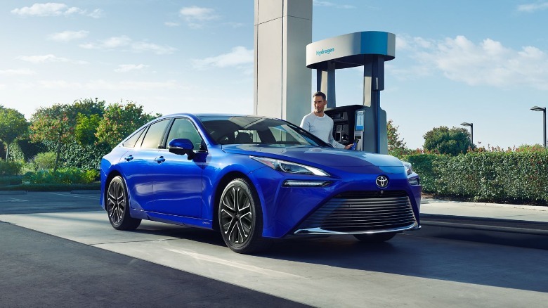 2024 Toyota Mirai parked hydrogen gas station