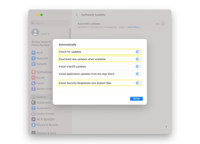 MacOS Ventura Software Update Options