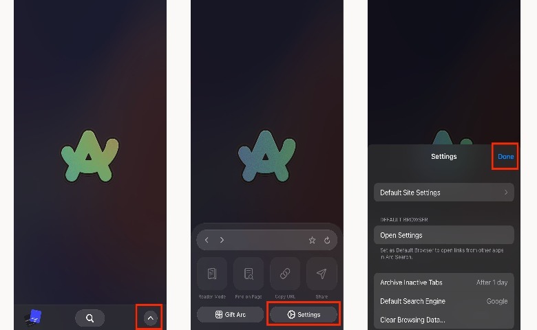 Display of Arc Search on iPhone