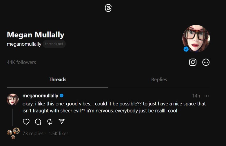 Megan Mullally threads post