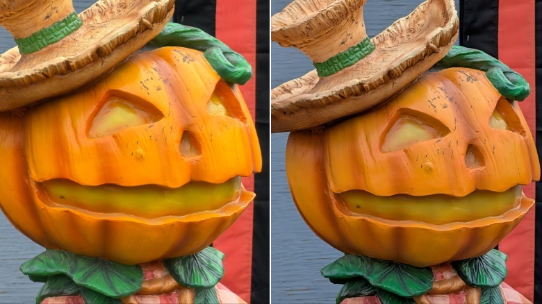 Two photo samples of a pumpkin head