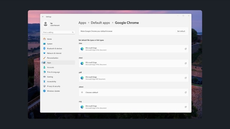 Setting Google Chrome as default browser on Windows