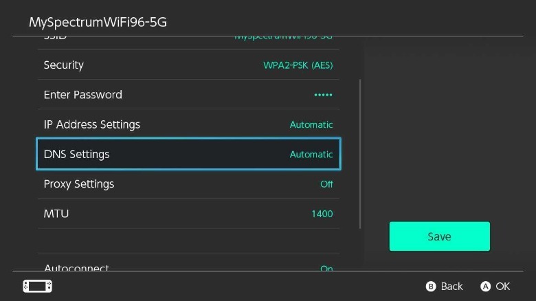 Nintendo Switch network screenshot