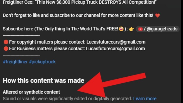 Notice of altered or synthetic content from YouTube