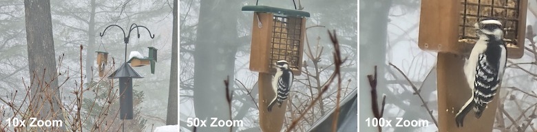 10x 50x 100x zoom samples