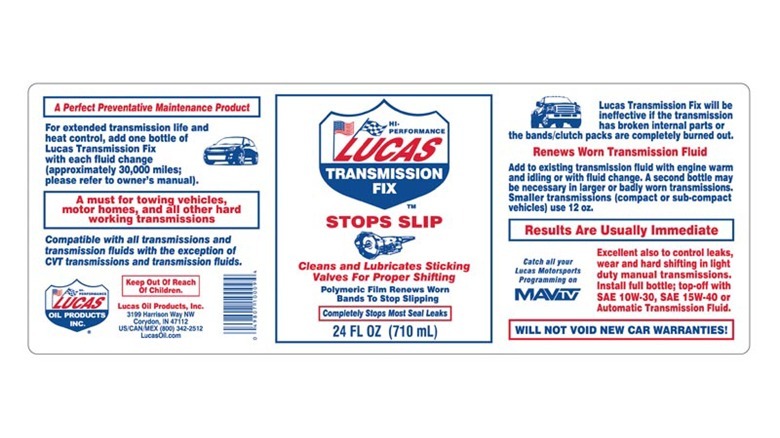 Lucas Transmission Fix label description