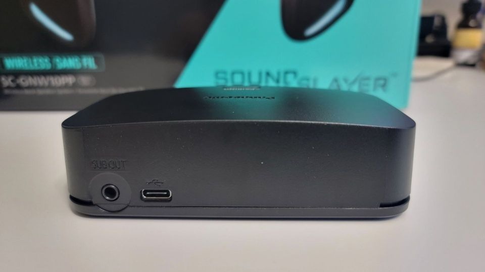 Back of Panasonic SoundSlayer wireless transmitter