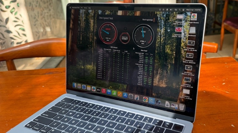 Running disk space test on MacBook Air.
