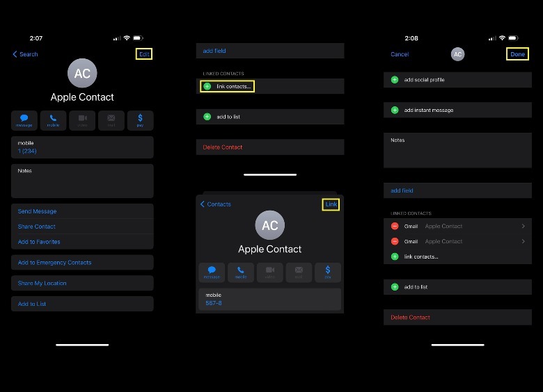 iPhone Contacts Manual Merge