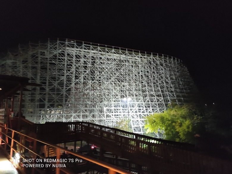 Roller coaster at night