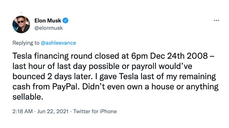 Elon Musk discussing Tesla bankruptcy in 2008