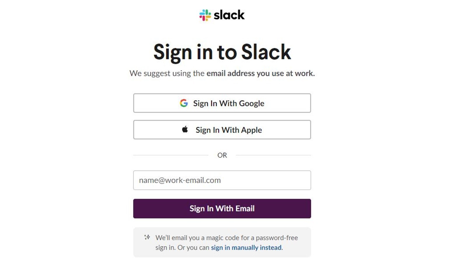 Slack sign in