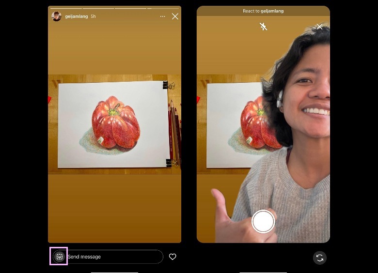Instagram story green screen button