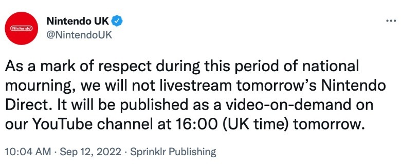 Nintendo UK Twitter screenshot