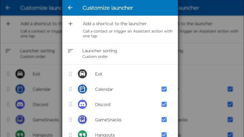 Android Auto launcher settings