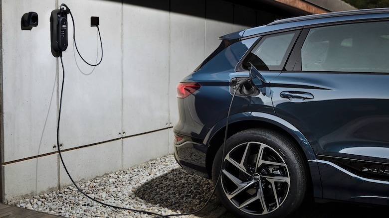 2025 Audi Q6 e-tron plugged in charging