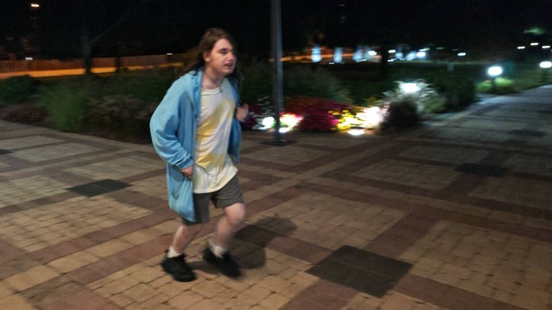 Man running at night