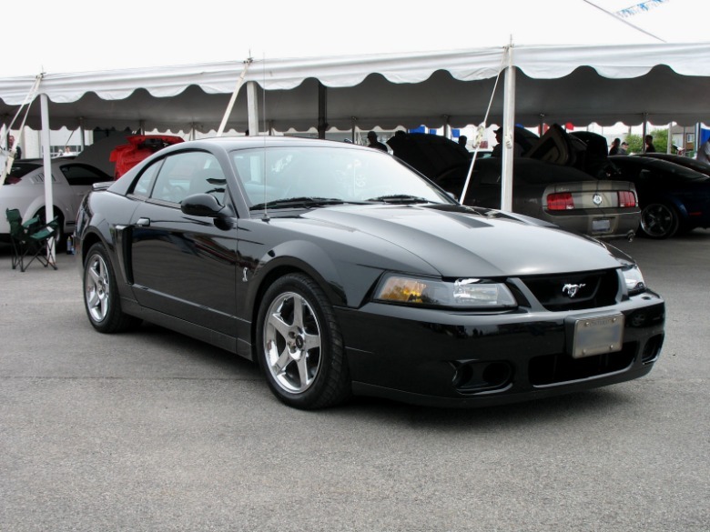 Black 2003 Ford Mustang SVT Cobra parked