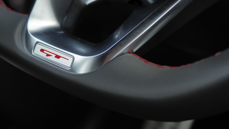 GT badged steering wheel detail