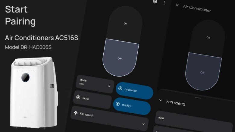 Screenshots from Dreo app.