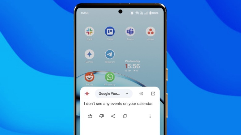 Asking the Gemini AI about calendar entries.